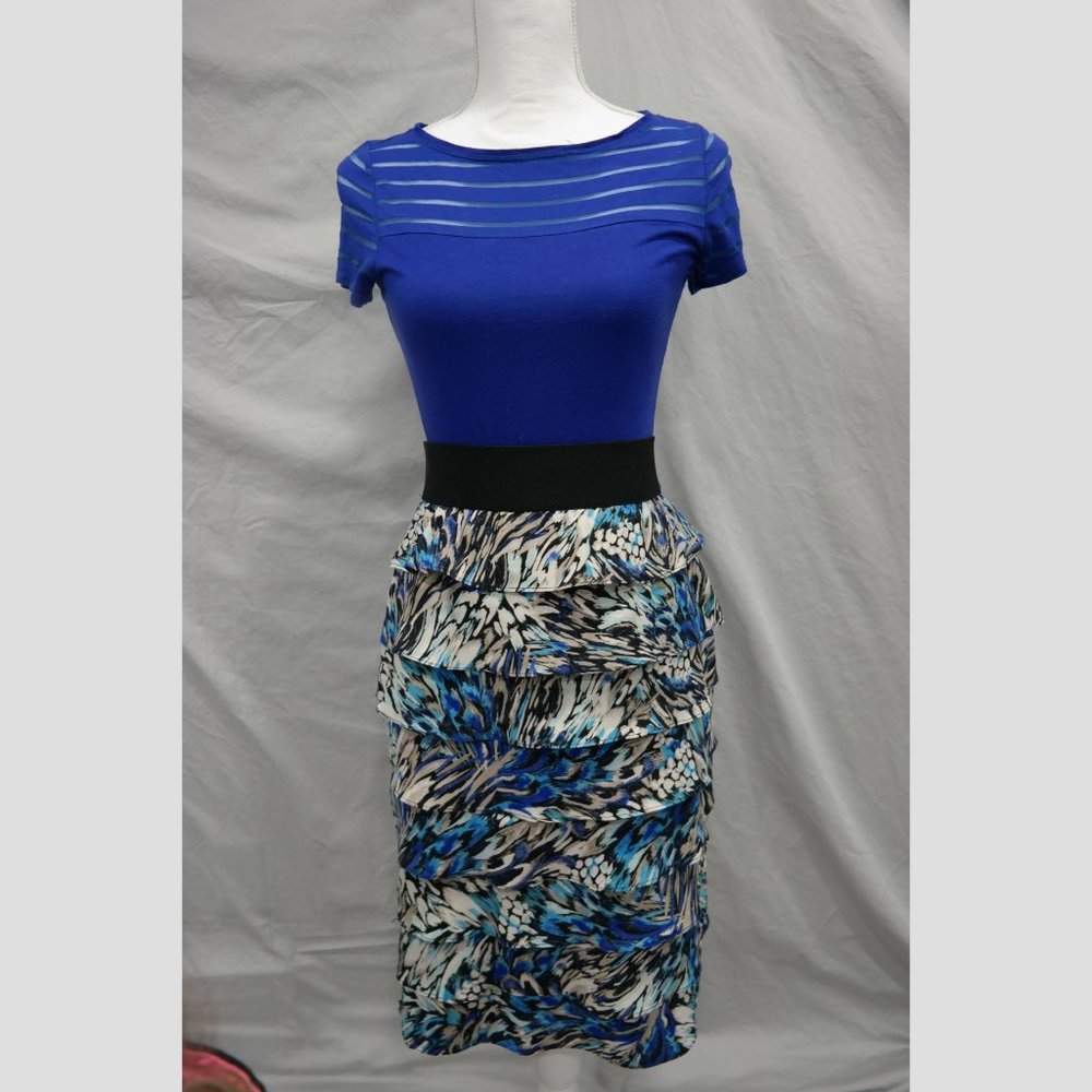 Alfani Size 2 High Waisted Ruffled Patterned Pencil Skirt